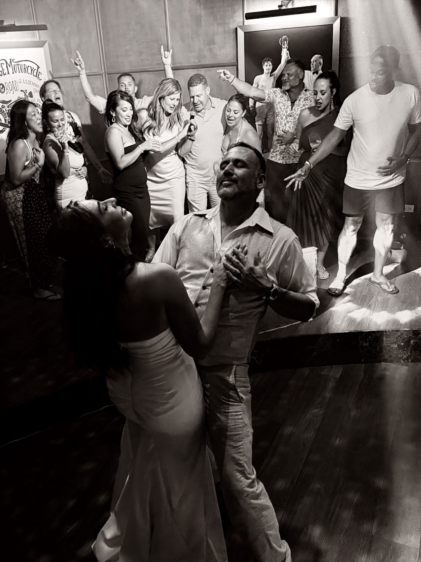 Karaoke serenade on the dance floor