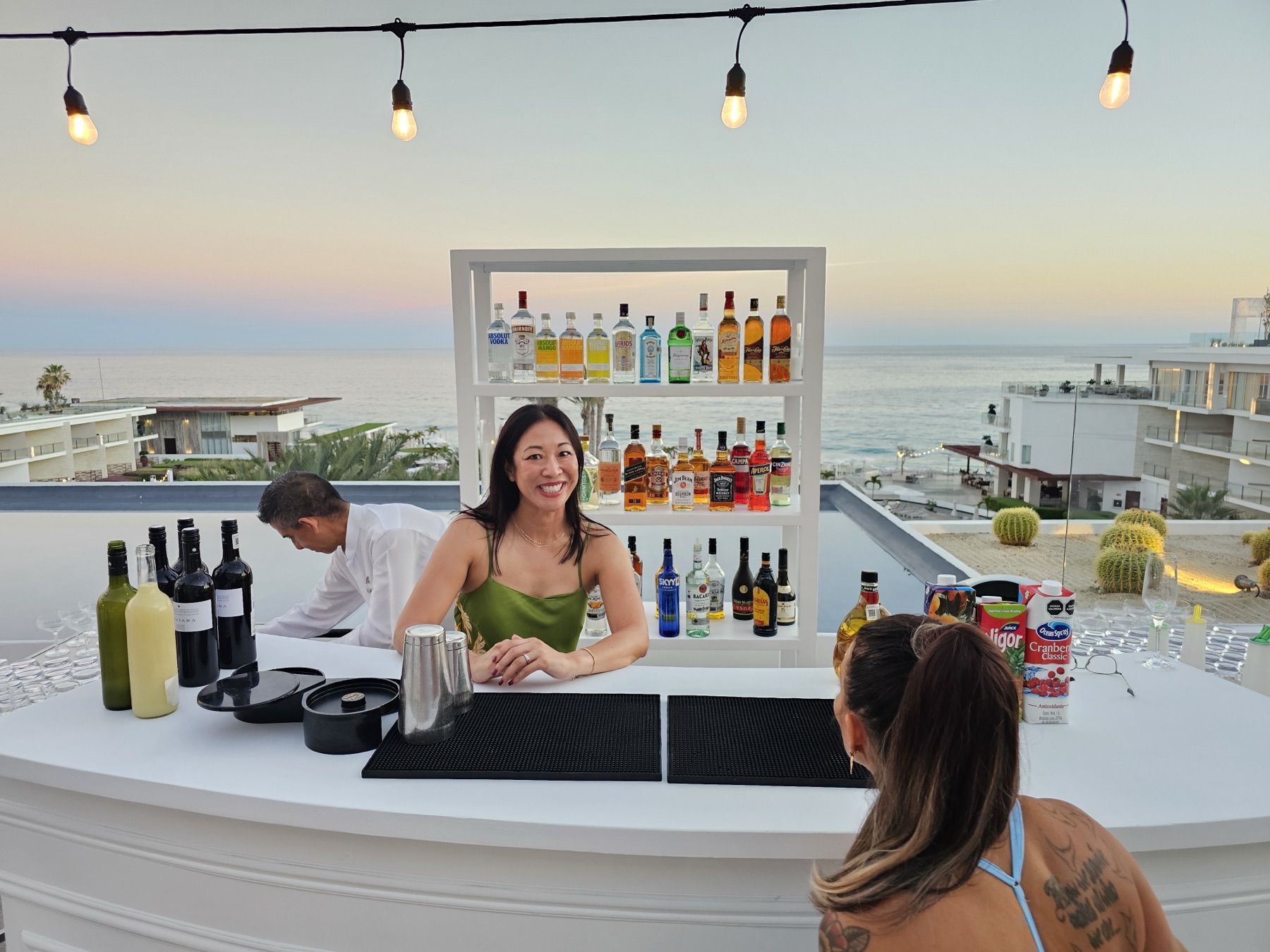Behind the rooftop bar at sunset over the Sea of Cortez