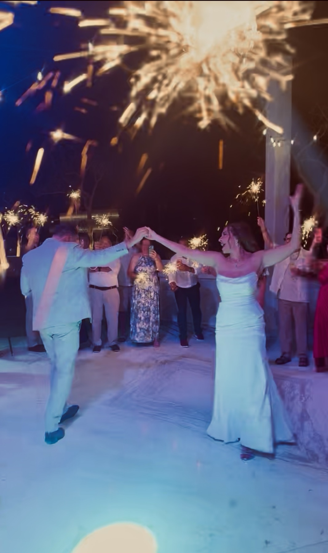 Dancing through the sparkler send-off