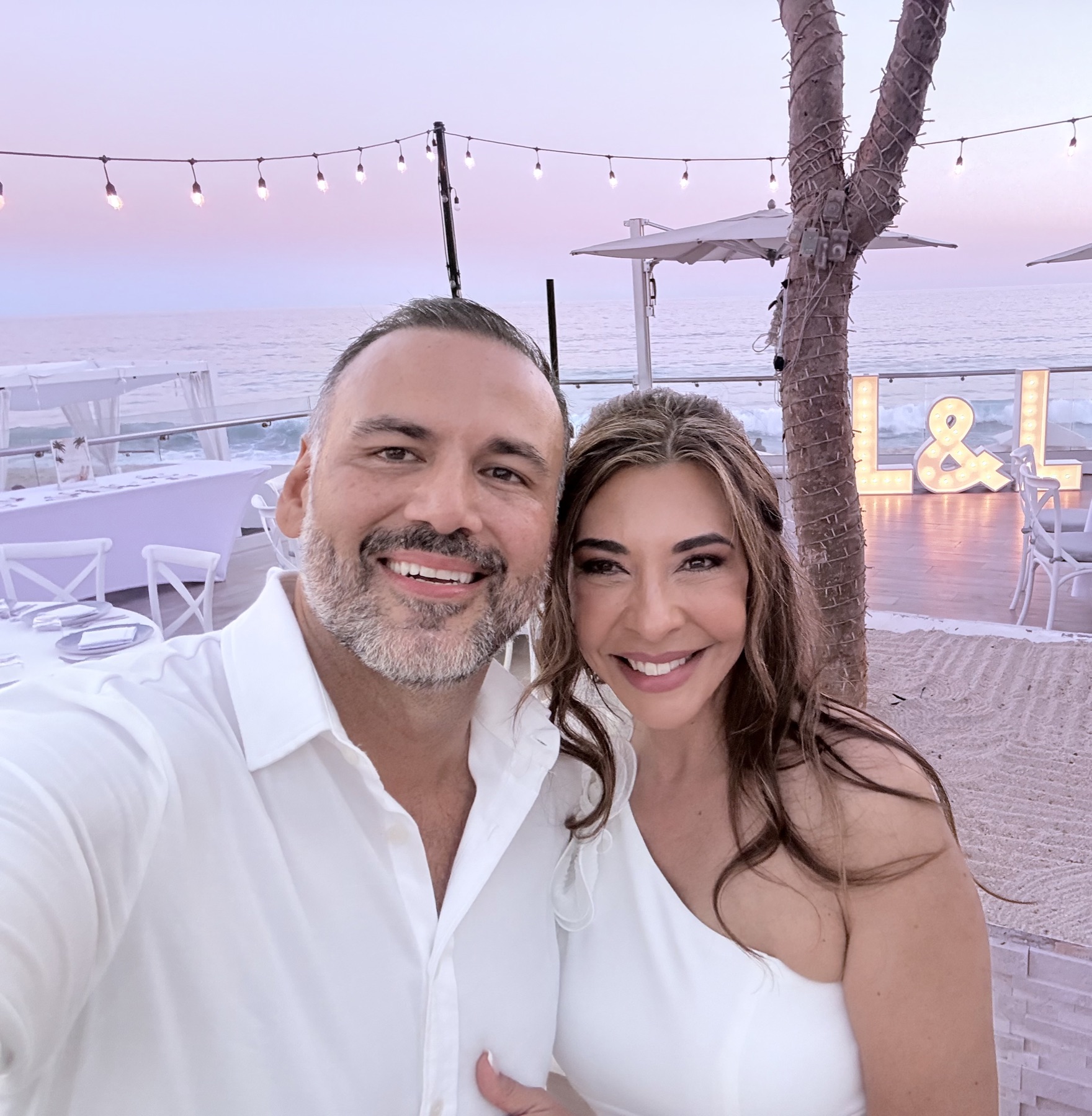 Lorenzo and Lisa at sunset on the Le Blanc deck